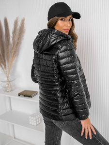 Bolf Damen Gepolsterte Übergangsjacke mit Kapuze Schwarz 16M9105