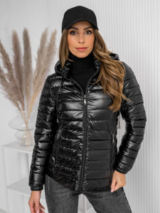 Bolf Damen Gepolsterte Übergangsjacke mit Kapuze Schwarz 16M9105