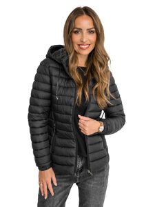 Bolf Damen Gepolsterte Übergangsjacke mit Kapuze Schwarz16M9101