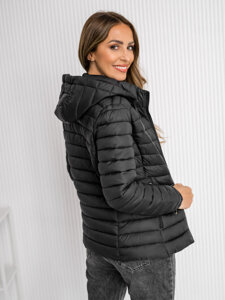 Bolf Damen Gepolsterte Übergangsjacke mit Kapuze Schwarz16M9101