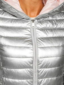 Bolf Damen Gepolsterte Übergangsjacke mit Kapuze Silber  B9561