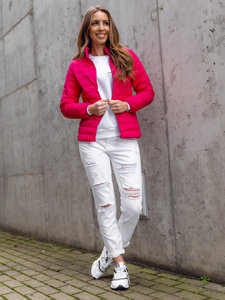 Bolf Damen Gepolsterte Übergangsjacke mit Stehkragen Rosa 1141A