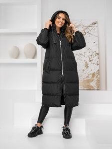 Bolf Damen Gepolsterte Winterjacke Mantel mit Kapuze Schwarz  5M3163