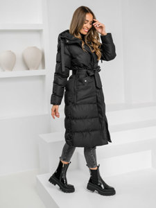 Bolf Damen Gepolsterte Winterjacke Mantel mit Kapuze Schwarz  5M3178