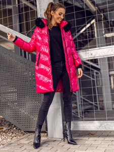 Bolf Damen Gepolsterte Winterjacke mit Kapuze Rosa  23069