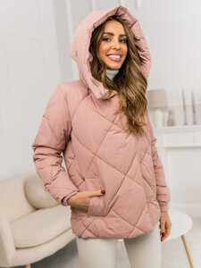 Bolf Damen Gepolsterte Winterjacke mit Kapuze Rosa  5M3175