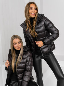 Bolf Damen Gepolsterte Winterjacke mit Kapuze Schokoladenbraun 5M782A