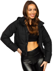 Bolf Damen Gepolsterte Winterjacke mit Kapuze Schwarz 16M9080