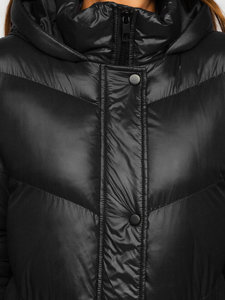 Bolf Damen Gepolsterte Winterjacke mit Kapuze Schwarz  23065