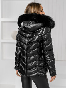 Bolf Damen Gepolsterte Winterjacke mit Kapuze Schwarz  5M3138