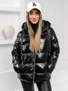 Bolf Damen Gepolsterte Winterjacke mit Kapuze Schwarz  5M3172