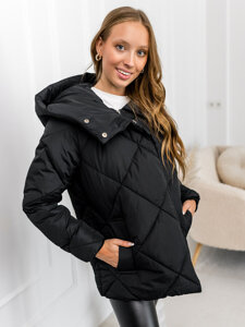 Bolf Damen Gepolsterte Winterjacke mit Kapuze Schwarz  5M3175A1