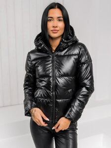 Bolf Damen Gepolsterte Winterjacke mit Kapuze Schwarz 5M3193