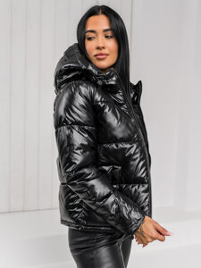 Bolf Damen Gepolsterte Winterjacke mit Kapuze Schwarz 5M3193