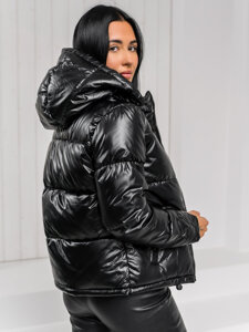 Bolf Damen Gepolsterte Winterjacke mit Kapuze Schwarz 5M3193