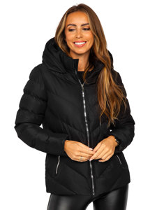 Bolf Damen Gepolsterte Winterjacke mit Kapuze Schwarz  5M725