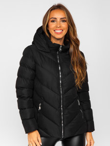 Bolf Damen Gepolsterte Winterjacke mit Kapuze Schwarz  5M725