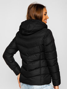 Bolf Damen Gepolsterte Winterjacke mit Kapuze Schwarz  5M726