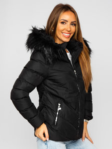 Bolf Damen Gepolsterte Winterjacke mit Kapuze Schwarz  5M727