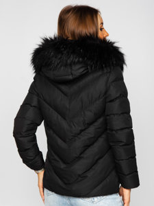 Bolf Damen Gepolsterte Winterjacke mit Kapuze Schwarz  5M727