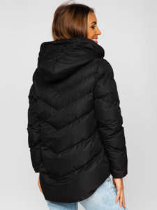 Bolf Damen Gepolsterte Winterjacke mit Kapuze Schwarz  5M739