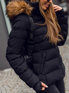 Bolf Damen Gepolsterte Winterjacke mit Kapuze Schwarz  5M768