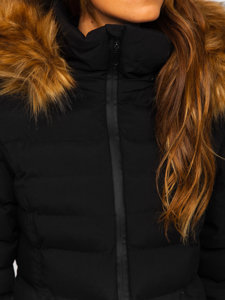 Bolf Damen Gepolsterte Winterjacke mit Kapuze Schwarz  5M768