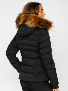 Bolf Damen Gepolsterte Winterjacke mit Kapuze Schwarz  5M768