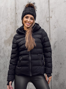 Bolf Damen Gepolsterte Winterjacke mit Kapuze Schwarz  5M769