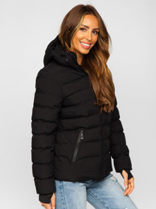 Bolf Damen Gepolsterte Winterjacke mit Kapuze Schwarz  5M769