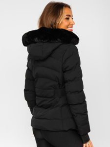 Bolf Damen Gepolsterte Winterjacke mit Kapuze Schwarz  5M770