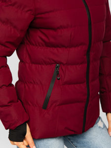 Bolf Damen Gepolsterte Winterjacke mit Kapuze Weinrot 5M769