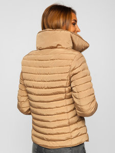 Bolf Damen Gepolsterte Winterjacke ohne Kapuze Braun  23063