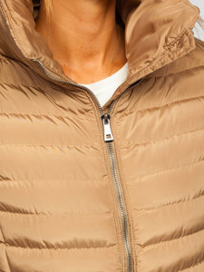 Bolf Damen Gepolsterte Winterjacke ohne Kapuze Braun  23063