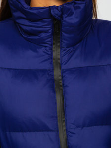 Bolf Damen Gepolsterte Winterjacke ohne Kapuze Dunkelblau  23059