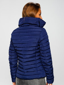 Bolf Damen Gepolsterte Winterjacke ohne Kapuze Dunkelblau  23063