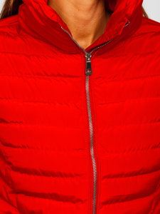 Bolf Damen Gepolsterte Winterjacke ohne Kapuze Rot  23063