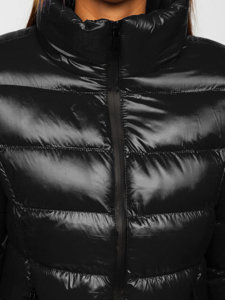 Bolf Damen Gepolsterte Winterjacke ohne Kapuze Schwarz  23061