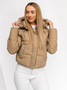 Bolf Damen Gepolsterte Winzterjacke mit Kapuze Beige  16M9188