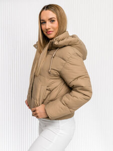 Bolf Damen Gepolsterte Winzterjacke mit Kapuze Beige  16M9188