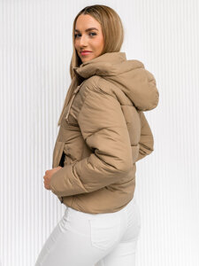 Bolf Damen Gepolsterte Winzterjacke mit Kapuze Beige  16M9188