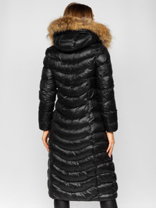 Bolf Damen Gepolsterter Wintermantel Winterjacke mit Naturfell Schwarz  M699