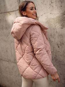 Bolf Damen Gepoolsterte Winterjacke mit Kapuze Rosa 5M3175A