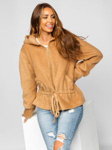 Bolf Damen Jacke Kurzer Mantel mit Kapuze Beige 9320