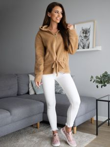 Bolf Damen Jacke Kurzer Mantel mit Kapuze Beige 9320