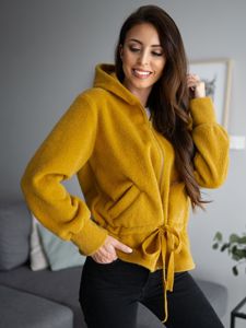 Bolf Damen Jacke Kurzer Mantel mit Kapuze Gelb  9320