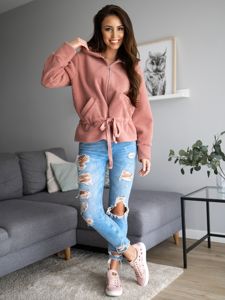 Bolf Damen Jacke Kurzer Mantel mit Kapuze Rosa  9320