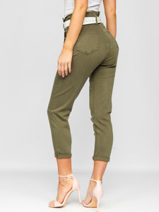 Bolf Damen Jeanshose Hochtalliert mit Gürtel Khaki LA687