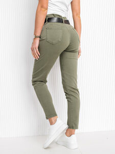 Bolf Damen Jeanshose Hochtalliert mit Gürtel Khaki  LA689