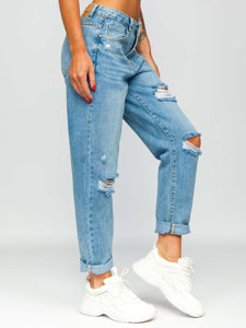 Bolf Damen Jeanshose mom fit Blau z paskiem  DM321M